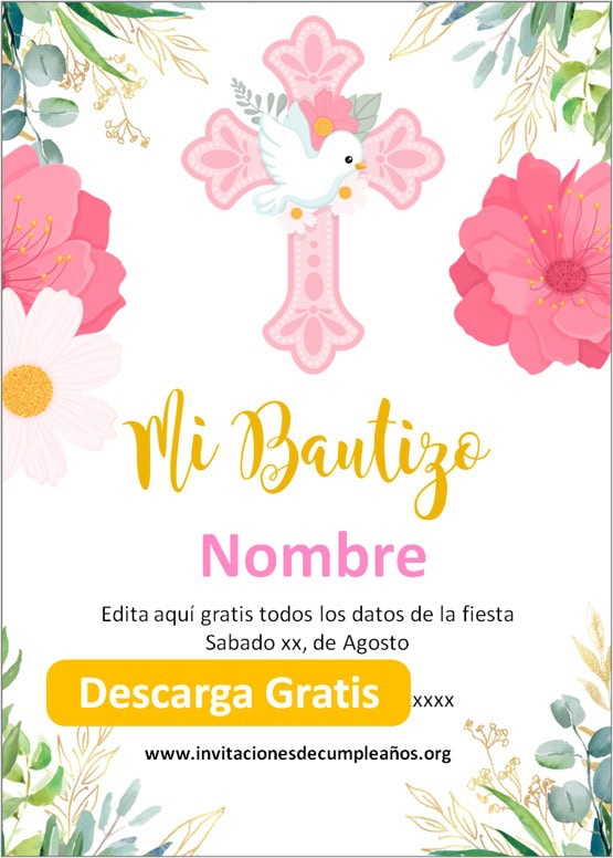 Invitaciones De Bautizo Niña cumpleaños